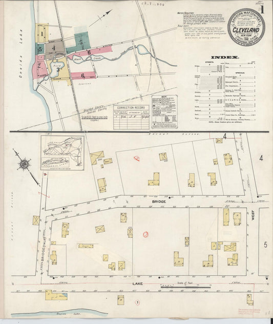 Sanborn Fire Insurance Map from Cleveland, Oswego County, New York (1936), Sheet #0001 - Complete Map Set gallery image, historic Sanborn map, vintage wall art, New York New York