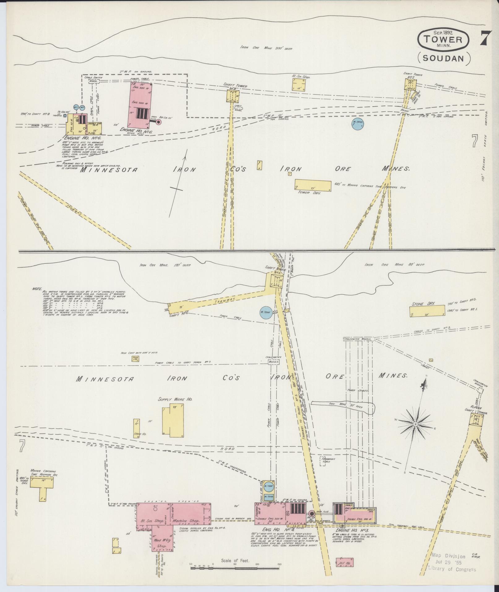 Sanborn Fire Insurance Map from Tower, Saint Louis County, Minnesota (1892), Sheet #0007 - Complete Map Set gallery image, historic Sanborn map, vintage wall art, Minnesota Minnesota