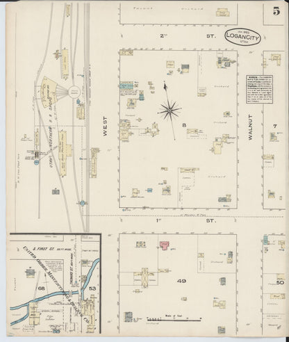Sanborn Fire Insurance Map from Logan, Cache County, Utah (1885), Sheet #0005 - Complete Map Set gallery image, historic Sanborn map, vintage wall art, Utah Utah