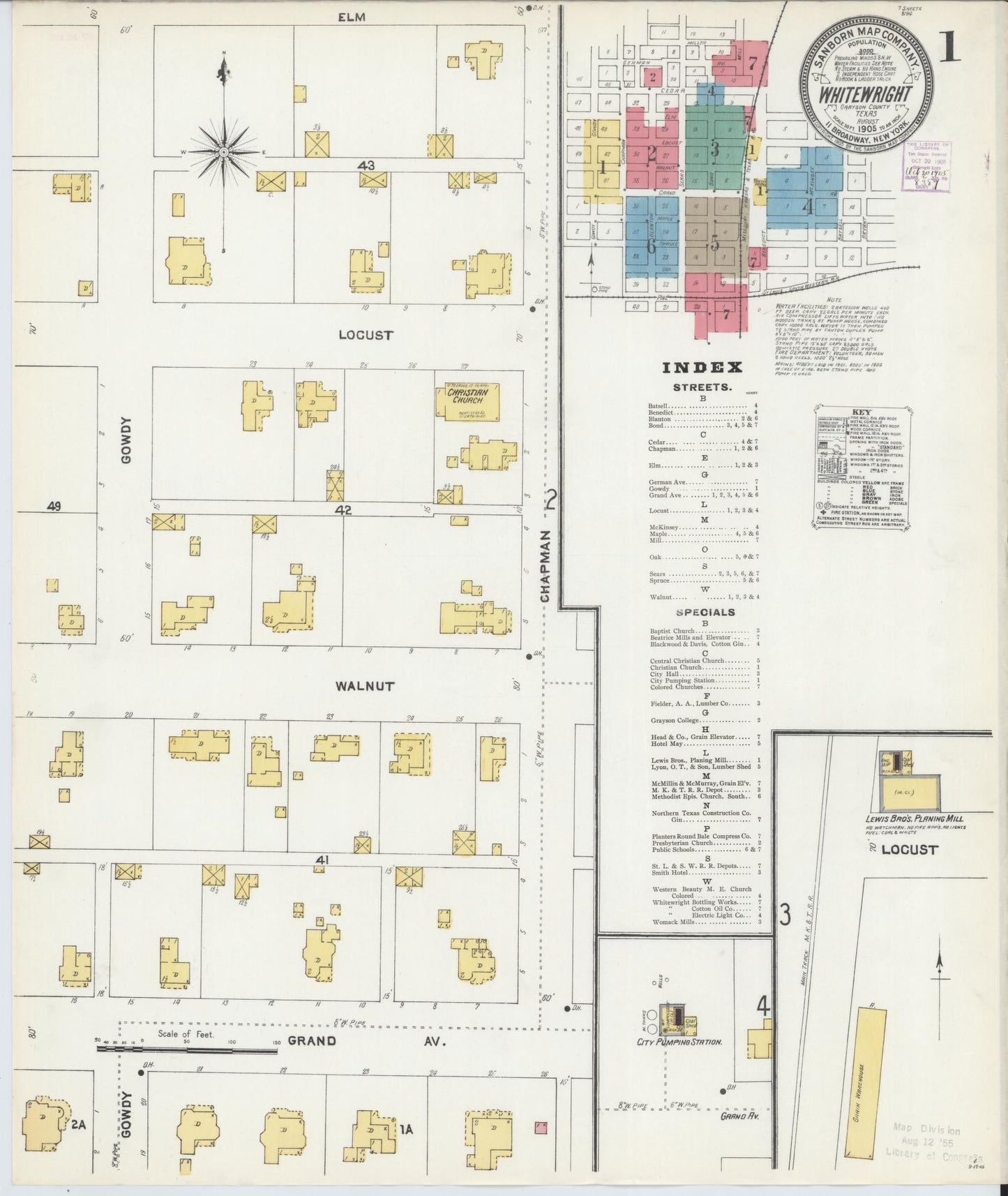 Sanborn Fire Insurance Map from Whitewright, Grayson County, Texas. (1905) – Historic Sanborn Fire Insurance Map Print