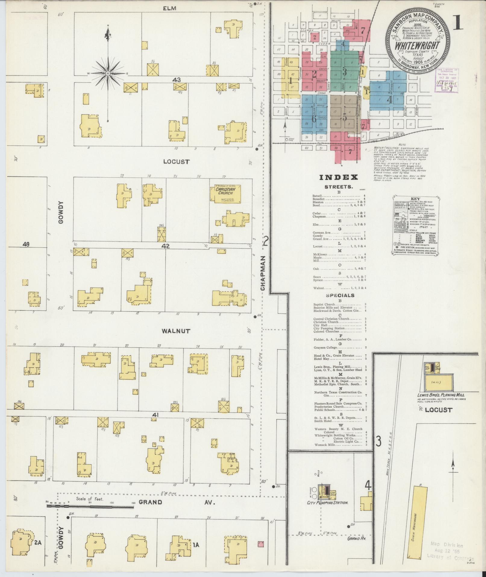 Sanborn Fire Insurance Map from Whitewright, Grayson County, Texas. (1905) – Historic Sanborn Fire Insurance Map Print