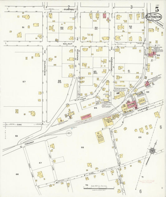 Sanborn Fire Insurance Map from Eatonton, Putnam County, Georgia (1921), Sheet #0005 - Historic Sanborn Fire Insurance Map Print, vintage old map wall art, antique decor, genealogy gift, Georgia Georgia map