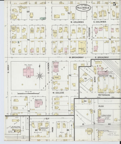 Sanborn Fire Insurance Map from Alliance, Stark County, Ohio (1888), Sheet #0005 - Complete Map Set gallery image, historic Sanborn map, vintage wall art, Ohio Ohio