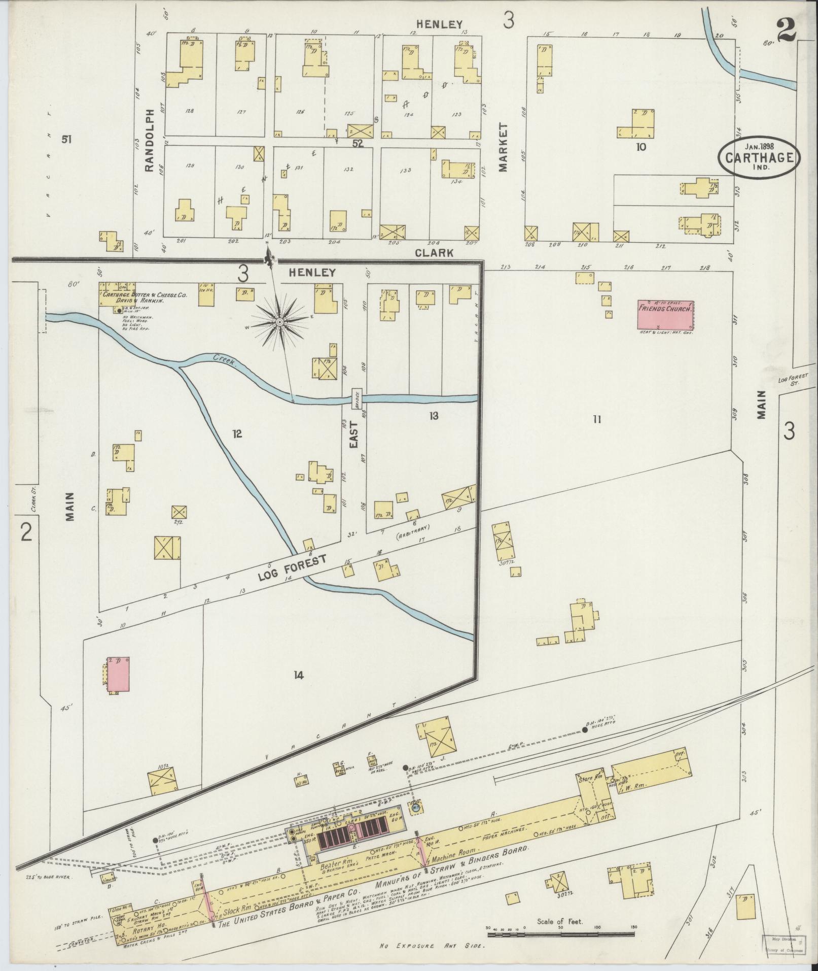 Sanborn Fire Insurance Map from Carthage, Rush County, Indiana (1898), Sheet #0002 - Complete Map Set gallery image, historic Sanborn map, vintage wall art, Indiana Indiana