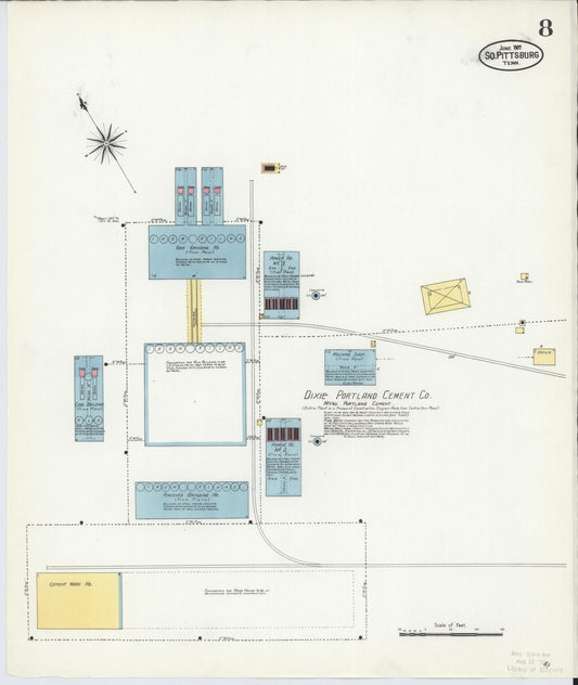 Sanborn Fire Insurance Map from South Pittsburg, Marion County, Tennessee (1907), Sheet #0008 - Historic Sanborn Fire Insurance Map Print, vintage old map wall art, antique decor, genealogy gift, Tennessee Tennessee map