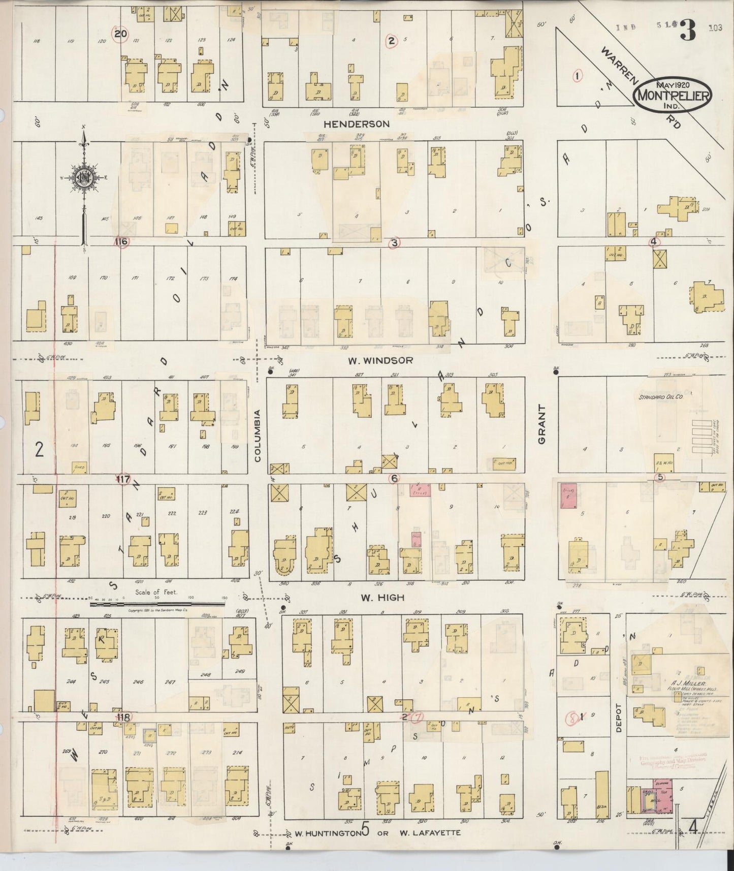 Sanborn Fire Insurance Map from Montpelier, Blackford County, Indiana (1941), Sheet #0003 - Complete Map Set gallery image, historic Sanborn map, vintage wall art, Indiana Indiana