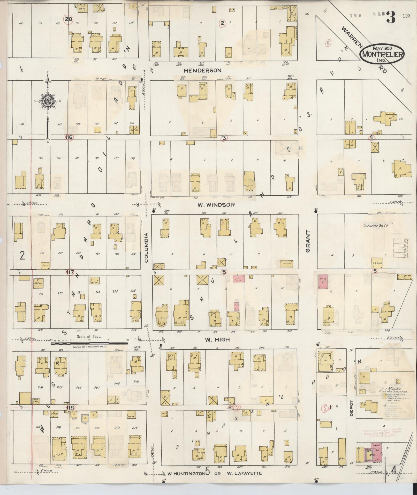 Sanborn Fire Insurance Map from Montpelier, Blackford County, Indiana (1941), Sheet #0003 - Complete Map Set gallery image, historic Sanborn map, vintage wall art, Indiana Indiana