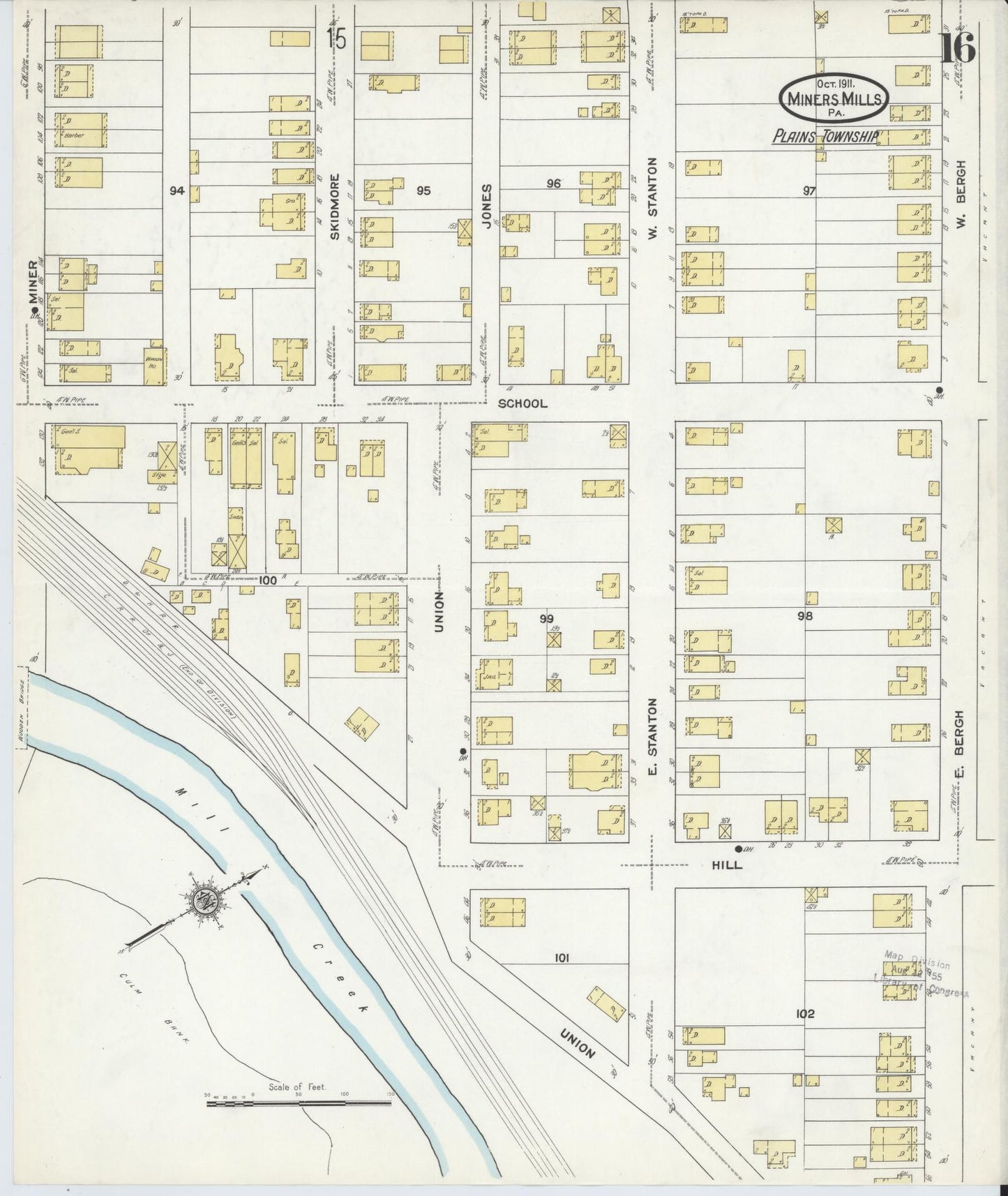 Sanborn Fire Insurance Map from Miners Mills, Luzerne County, Pennsylvania (1911), Sheet #0016 - Complete Map Set gallery image, historic Sanborn map, vintage wall art, Pennsylvania Pennsylvania