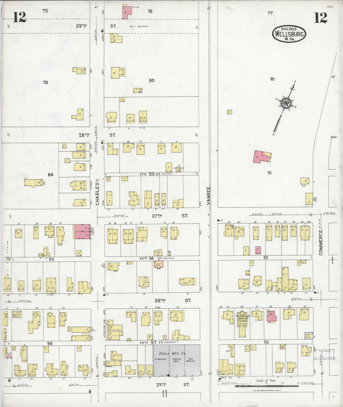 Sanborn Fire Insurance Map from Wellsburg, Brooke County, West Virginia (1923), Sheet #0012 - Complete Map Set gallery image, historic Sanborn map, vintage wall art, West Virginia West Virginia