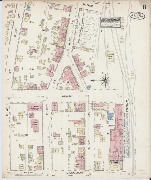 Sanborn Fire Insurance Map from Alton, Madison County, Illinois (1885), Sheet #0006 - Historic Sanborn Fire Insurance Map Print, vintage old map wall art, antique decor, genealogy gift, Illinois Illinois map
