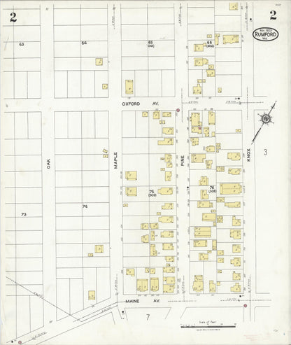 Sanborn Fire Insurance Map from Rumford, Oxford County, Maine (1923), Sheet #0002 - Complete Map Set gallery image, historic Sanborn map, vintage wall art, Maine Maine