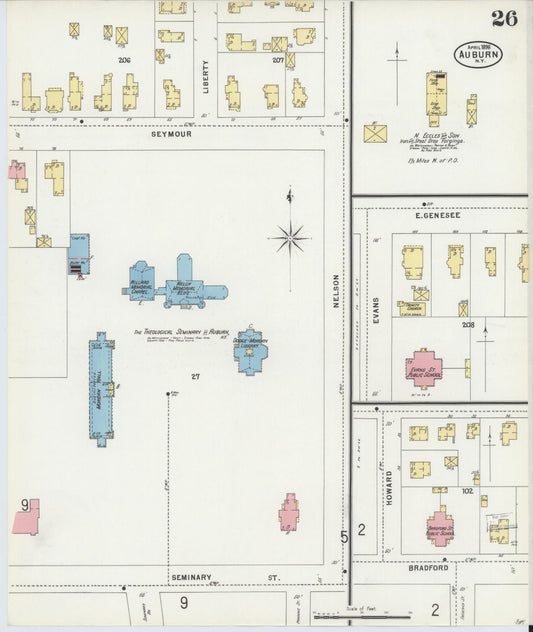 Sanborn Fire Insurance Map from Auburn, Cayuga County, New York (1898), Sheet #0026 - Historic Sanborn Fire Insurance Map Print, vintage old map wall art, antique decor, genealogy gift, New York New York map