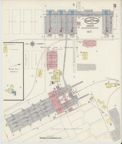 Sanborn Fire Insurance Map from Burgettstown, Washington County, Pennsylvania (1915), Sheet #0008 - Historic Sanborn Fire Insurance Map Print, vintage old map wall art, antique decor, genealogy gift, Pennsylvania Pennsylvania map