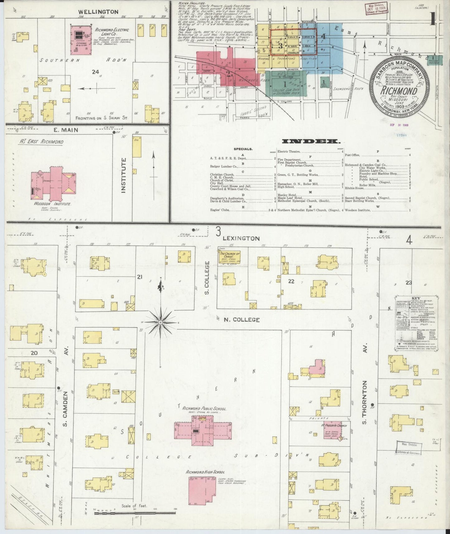 Sanborn Fire Insurance Map from Richmond, Ray County, Missouri (1909), Sheet #0001 - Complete Map Set gallery image, historic Sanborn map, vintage wall art, Missouri Missouri