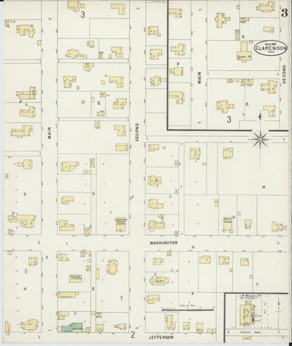 Sanborn Fire Insurance Map from Clarendon, Monroe County, Arkansas (1897), Sheet #0003 - Complete Map Set gallery image, historic Sanborn map, vintage wall art, Arkansas Arkansas