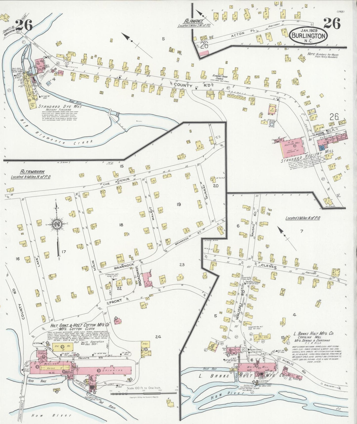 Sanborn Fire Insurance Map from Burlington, Alamance County, North Carolina (1929), Sheet #0026 - Complete Map Set gallery image, historic Sanborn map, vintage wall art, North Carolina North Carolina