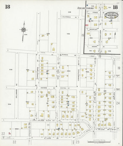 Sanborn Fire Insurance Map from Freeport, Nassau County, New York (1925), Sheet #0018 - Complete Map Set gallery image, historic Sanborn map, vintage wall art, New York New York