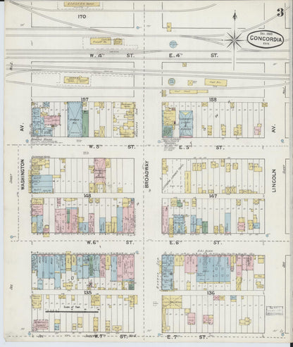 Sanborn Fire Insurance Map from Concordia, Cloud County, Kansas (1889), Sheet #0003 - Complete Map Set gallery image, historic Sanborn map, vintage wall art, Kansas Kansas