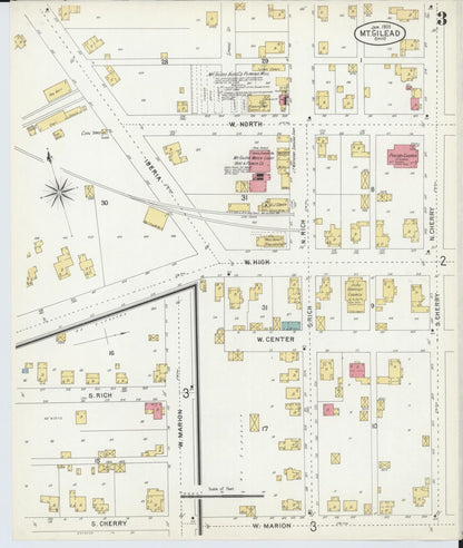 Sanborn Fire Insurance Map from Mount Gilead, Morrow County, Ohio (1903), Sheet #0003 - Historic Sanborn Fire Insurance Map Print, vintage old map wall art, antique decor, genealogy gift, Ohio Ohio map