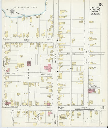 Sanborn Fire Insurance Map from Easton, Talbot County, Maryland (1912), Sheet #0018 - Complete Map Set gallery image, historic Sanborn map, vintage wall art, Maryland Maryland