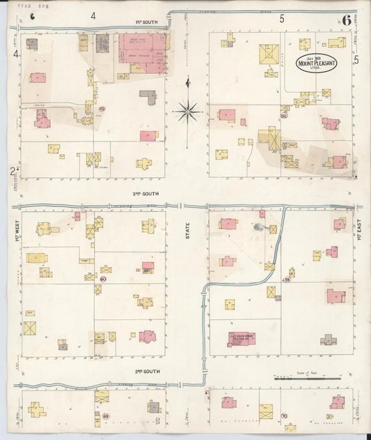 Sanborn Fire Insurance Map from Mount Pleasant, Sanpete County, Utah (1931), Sheet #0006 - Historic Sanborn Fire Insurance Map Print, vintage old map wall art, antique decor, genealogy gift, Utah Utah map