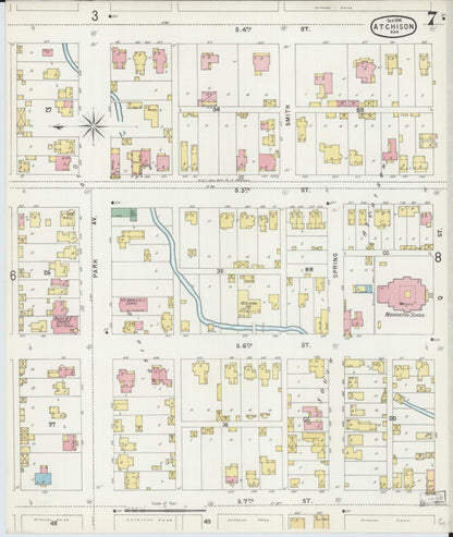 Sanborn Fire Insurance Map from Atchison, Atchison County, Kansas (1896), Sheet #0007 - Complete Map Set gallery image, historic Sanborn map, vintage wall art, Kansas Kansas