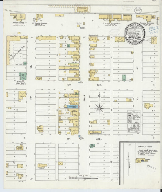 Sanborn Fire Insurance Map from Artesian, Sanborn County, South Dakota (1899), Sheet #0001 - Historic Sanborn Fire Insurance Map Print, vintage old map wall art, antique decor, genealogy gift, South Dakota South Dakota map