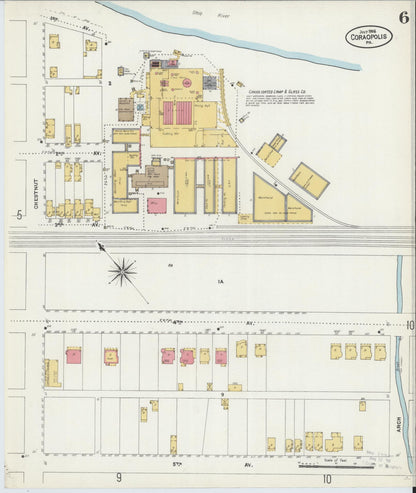 Sanborn Fire Insurance Map from Coraopolis, Allegheny County, Pennsylvania (1906), Sheet #0006 - Complete Map Set gallery image, historic Sanborn map, vintage wall art, Pennsylvania Pennsylvania