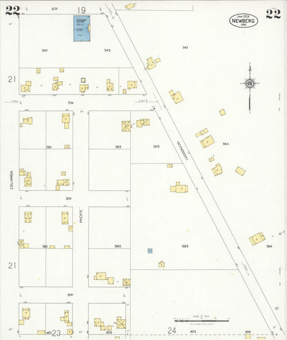 Sanborn Fire Insurance Map from Newberg, Yamhill County, Oregon (1929), Sheet #0022 - Complete Map Set gallery image, historic Sanborn map, vintage wall art, Oregon Oregon