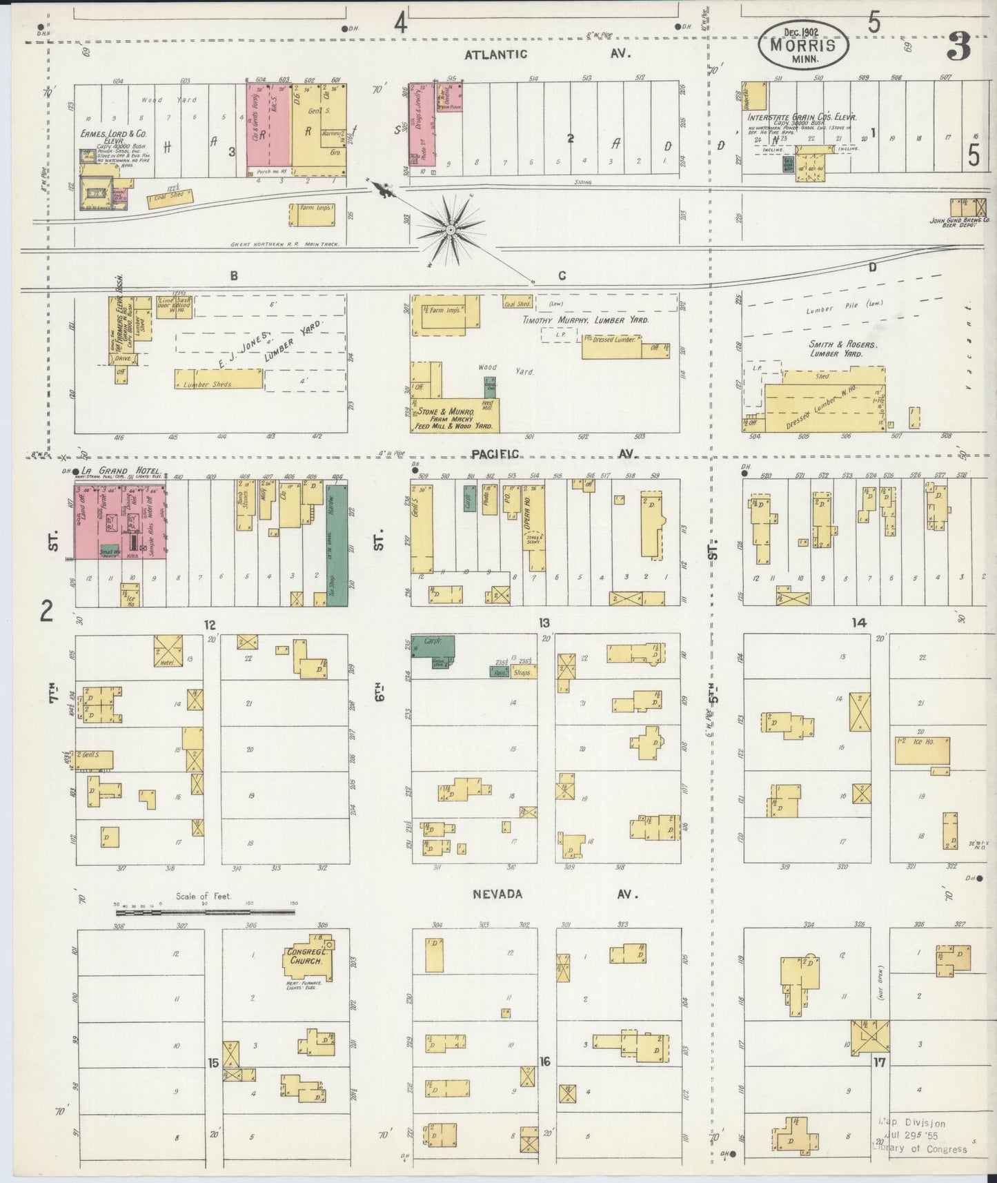 Sanborn Fire Insurance Map from Morris, Stevens County, Minnesota (1902), Sheet #0003 - Complete Map Set gallery image, historic Sanborn map, vintage wall art, Minnesota Minnesota
