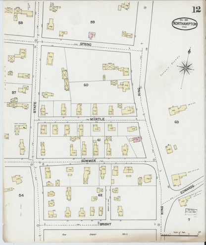 Sanborn Fire Insurance Map from Northampton, Hampshire County, Massachusetts (1889), Sheet #0012 - Complete Map Set gallery image, historic Sanborn map, vintage wall art, Massachusetts Massachusetts