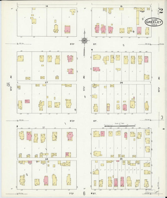 Sanborn Fire Insurance Map from Greeley, Weld County, Colorado (1909), Sheet #0002 - Historic Sanborn Fire Insurance Map Print, vintage old map wall art, antique decor, genealogy gift, Colorado Colorado map
