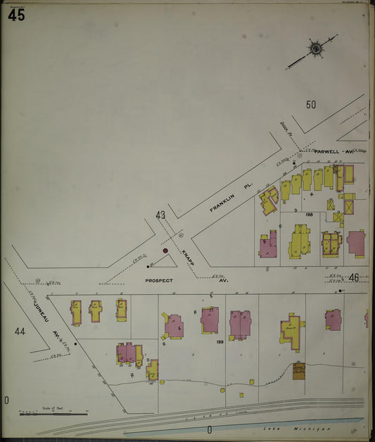Sanborn Fire Insurance Map from Milwaukee, Milwaukee County, Wisconsin (1910), Sheet #0045 - Historic Sanborn Fire Insurance Map Print, vintage old map wall art, antique decor, genealogy gift, Wisconsin Wisconsin map