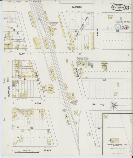Sanborn Fire Insurance Map from Holdrege, Phelps County, Nebraska (1889), Sheet #0003 - Historic Sanborn Fire Insurance Map Print, vintage old map wall art, antique decor, genealogy gift, Nebraska Nebraska map