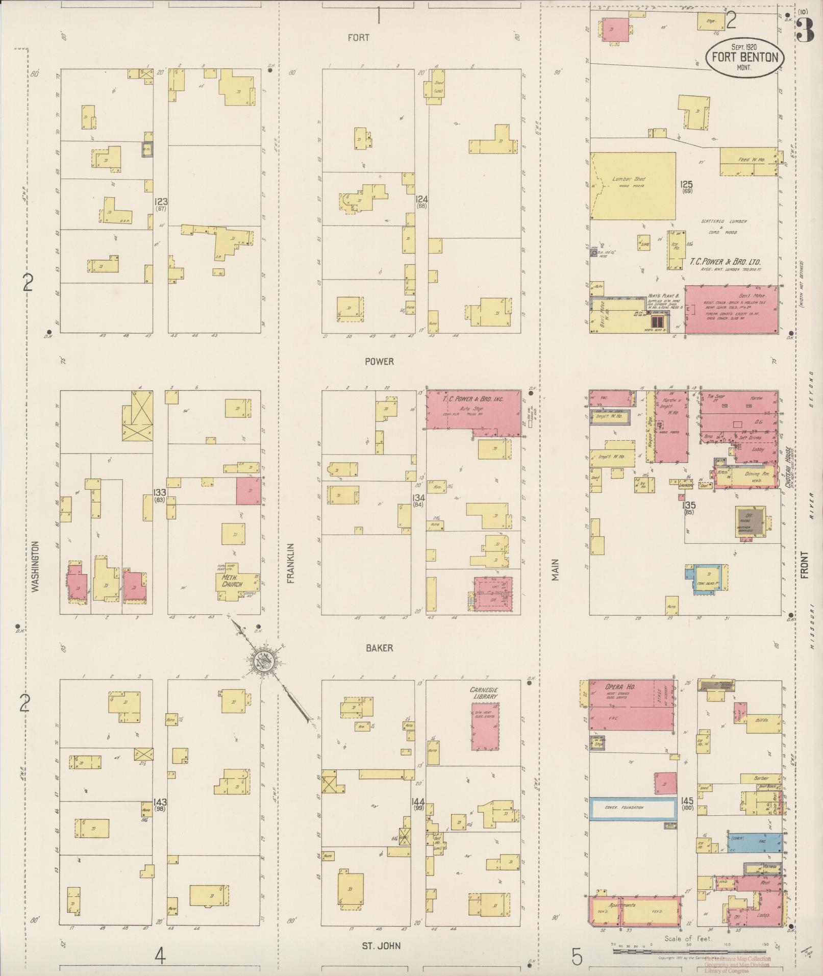 Sanborn Fire Insurance Map from Fort Benton, Chouteau County, Montana (1920), Sheet #0003 - Complete Map Set gallery image, historic Sanborn map, vintage wall art, Montana Montana
