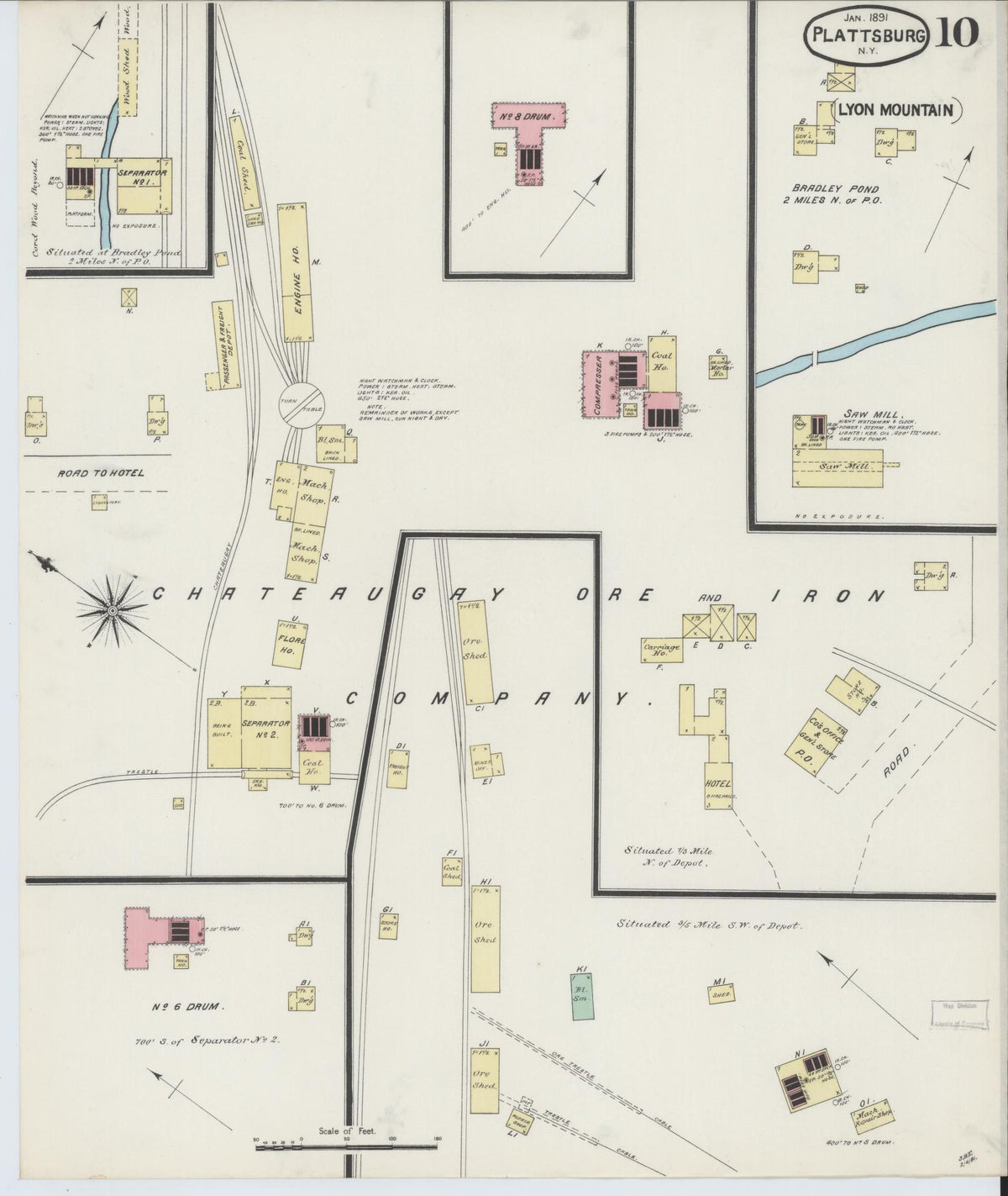 Sanborn Fire Insurance Map from Plattsburg, Clinton County, New York (1891), Sheet #0010 - Complete Map Set gallery image, historic Sanborn map, vintage wall art, New York New York