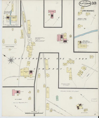 Sanborn Fire Insurance Map from Plattsburg, Clinton County, New York (1891), Sheet #0010 - Complete Map Set gallery image, historic Sanborn map, vintage wall art, New York New York