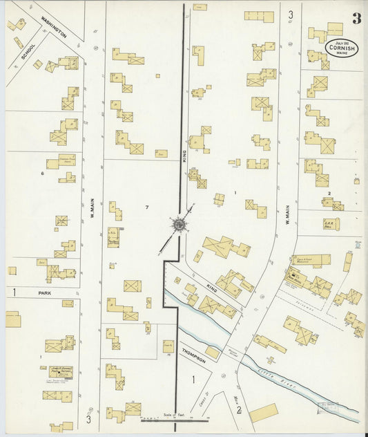 Sanborn Fire Insurance Map from Cornish, York County, Maine (1911), Sheet #0003 - Historic Sanborn Fire Insurance Map Print, vintage old map wall art, antique decor, genealogy gift, Maine Maine map