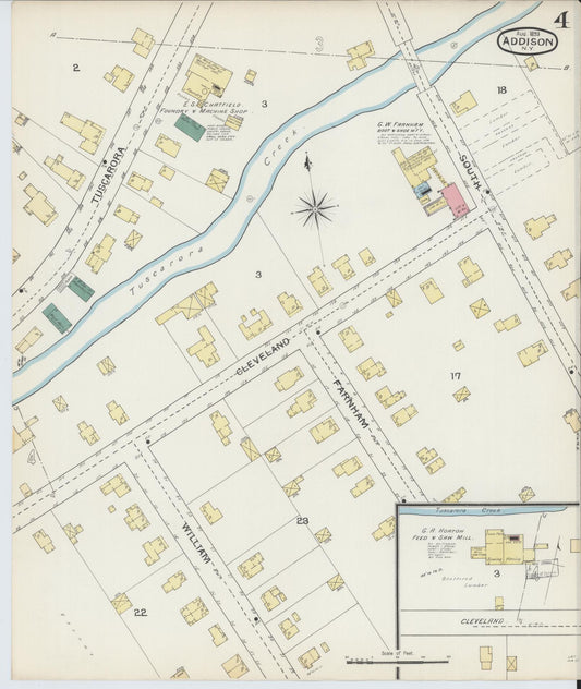 Sanborn Fire Insurance Map from Addison, Steuben County, New York (1893), Sheet #0004 - Historic Sanborn Fire Insurance Map Print, vintage old map wall art, antique decor, genealogy gift, New York New York map