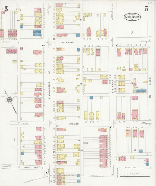 Sanborn Fire Insurance Map from Shillington, Berks County, Pennsylvania (1928), Sheet #0005 - Historic Sanborn Fire Insurance Map Print, vintage old map wall art, antique decor, genealogy gift, Pennsylvania Pennsylvania map