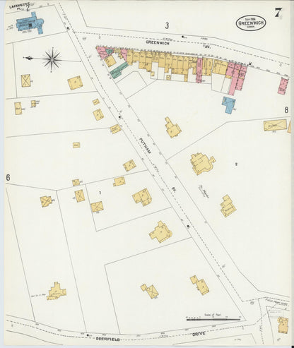 Sanborn Fire Insurance Map from Greenwich, Fairfield County, Connecticut (1906), Sheet #0007 - Complete Map Set gallery image, historic Sanborn map, vintage wall art, Connecticut Connecticut