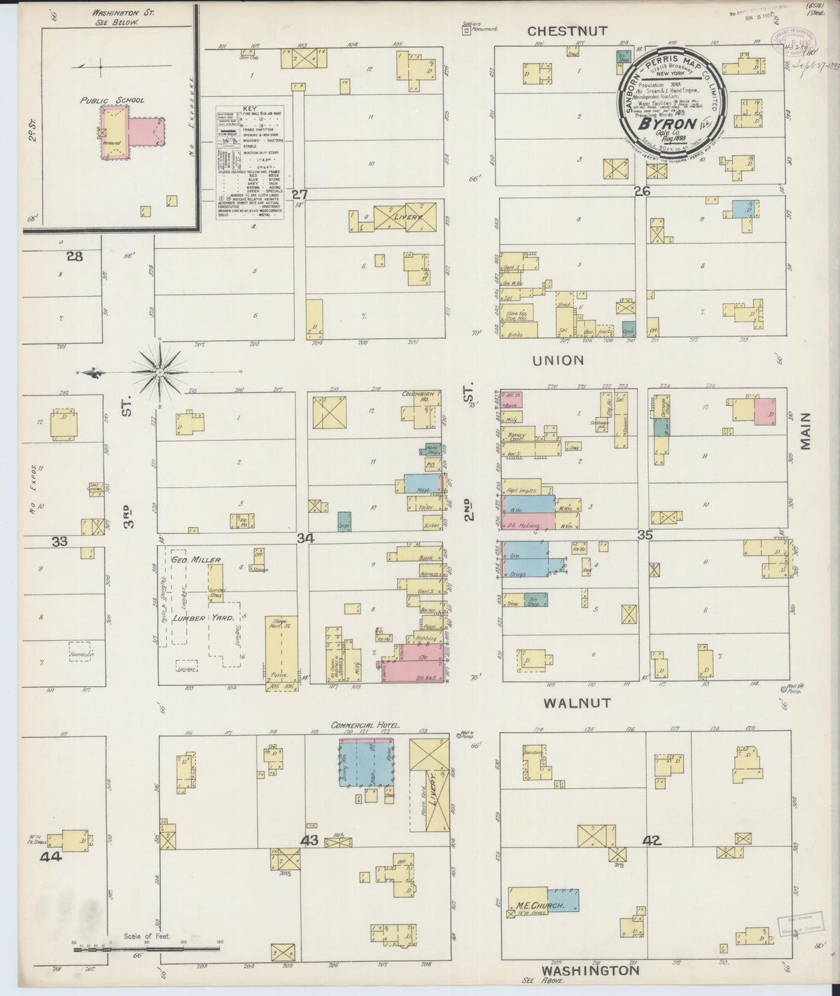 Sanborn Fire Insurance Map from Byron, Ogle County, Illinois (1893), Sheet #0001 - Historic Sanborn Fire Insurance Map Print, vintage old map wall art, antique decor, genealogy gift, Illinois Illinois map