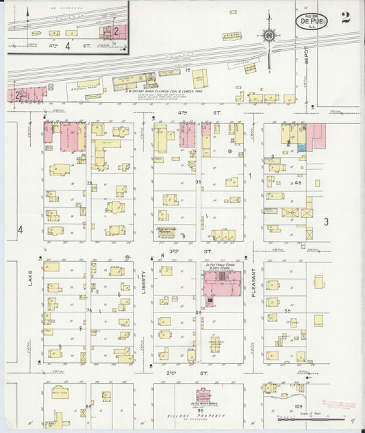 Sanborn Fire Insurance Map from De Pue, Bureau County, Illinois (1914), Sheet #0002 - Historic Sanborn Fire Insurance Map Print, vintage old map wall art, antique decor, genealogy gift, Illinois Illinois map