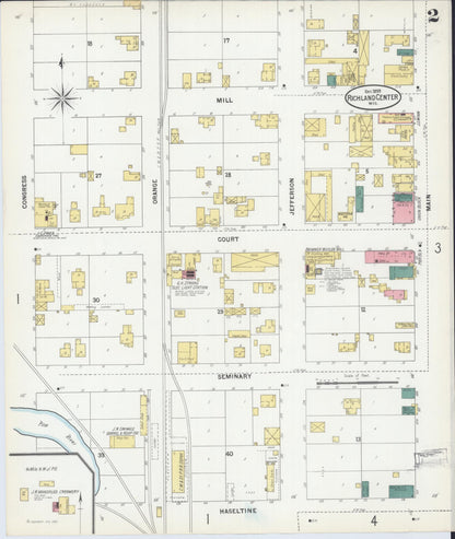 Sanborn Fire Insurance Map from Richland Center, Richland County, Wisconsin (1899), Sheet #0002 - Historic Sanborn Fire Insurance Map Print, vintage old map wall art, antique decor, genealogy gift, Wisconsin Wisconsin map