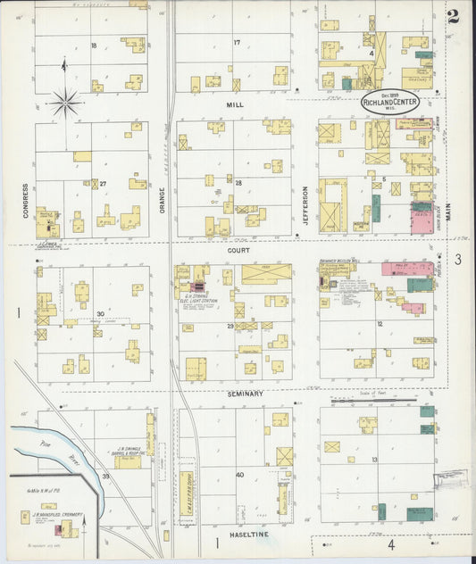 Sanborn Fire Insurance Map from Richland Center, Richland County, Wisconsin (1899), Sheet #0002 - Historic Sanborn Fire Insurance Map Print, vintage old map wall art, antique decor, genealogy gift, Wisconsin Wisconsin map