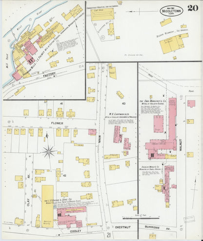 Sanborn Fire Insurance Map from Middletown, Middlesex County, Connecticut (1901), Sheet #0020 - Complete Map Set gallery image, historic Sanborn map, vintage wall art, Connecticut Connecticut