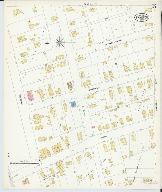 Sanborn Fire Insurance Map from Swanton, Fulton County, Ohio (1908), Sheet #0003 - Historic Sanborn Fire Insurance Map Print, vintage old map wall art, antique decor, genealogy gift, Ohio Ohio map