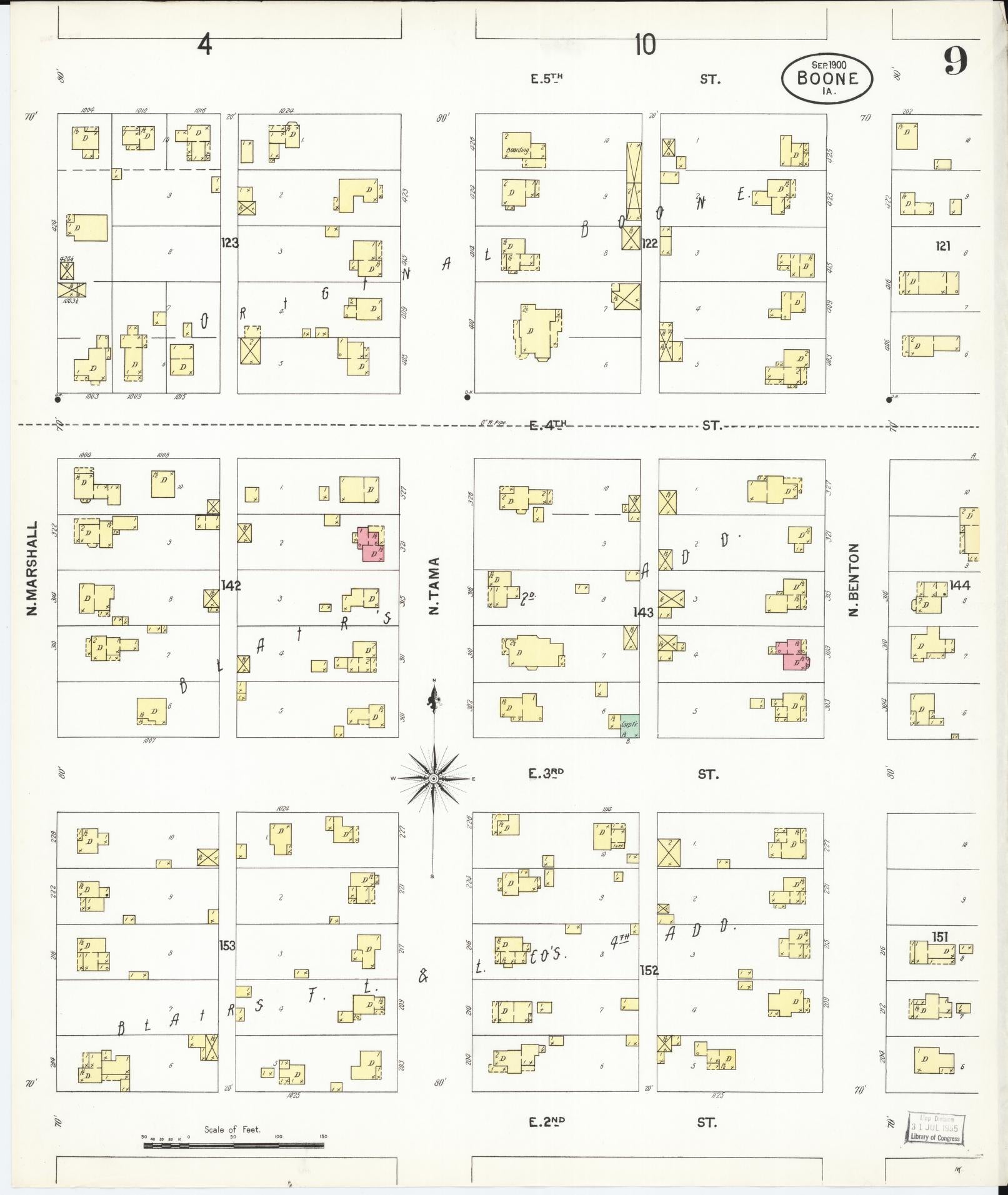 Sanborn Fire Insurance Map from Boone, Boone County, Iowa (1900), Sheet #0009 - Historic Sanborn Fire Insurance Map Print, vintage old map wall art