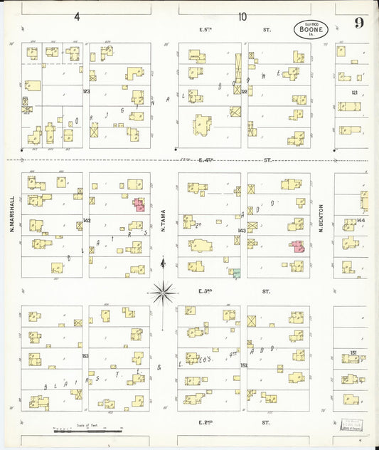 Sanborn Fire Insurance Map from Boone, Boone County, Iowa (1900), Sheet #0009 - Historic Sanborn Fire Insurance Map Print, vintage old map wall art