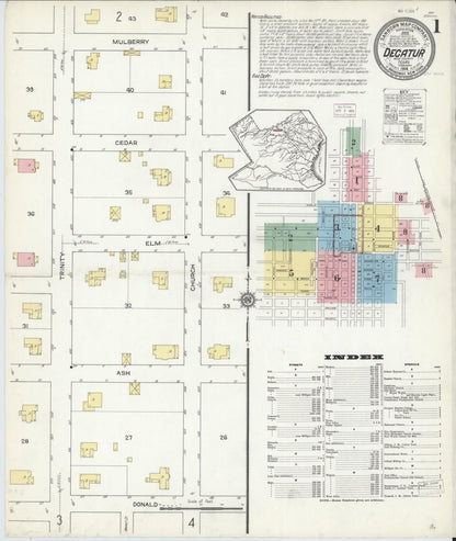 Sanborn Fire Insurance Map from Decatur, Wise County, Texas (1914), Sheet #0001 - Complete Map Set gallery image, historic Sanborn map, vintage wall art, Texas Texas
